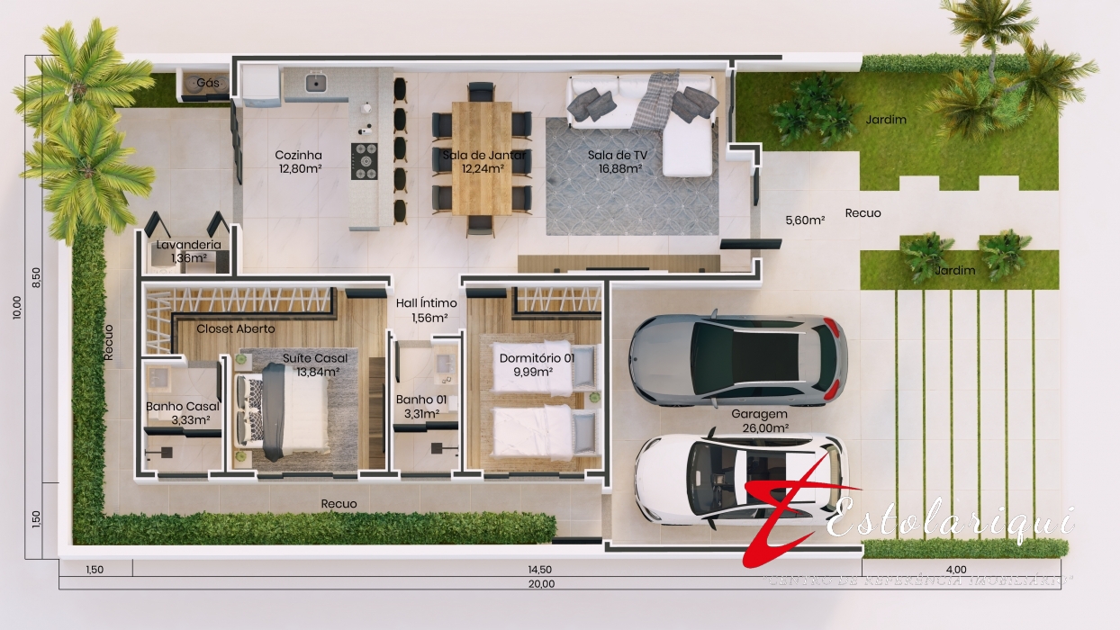 Planta de Casa Térrea com até 120m²